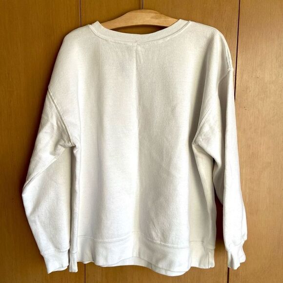 80s Hanes Her Way Wide Neck White Sweater DIY Snowman Graphic Sparkle Puff Paint - Picture 7 of 8